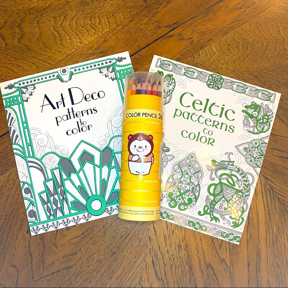 2 Coloring Books and 36 Pack of Colored Pencils